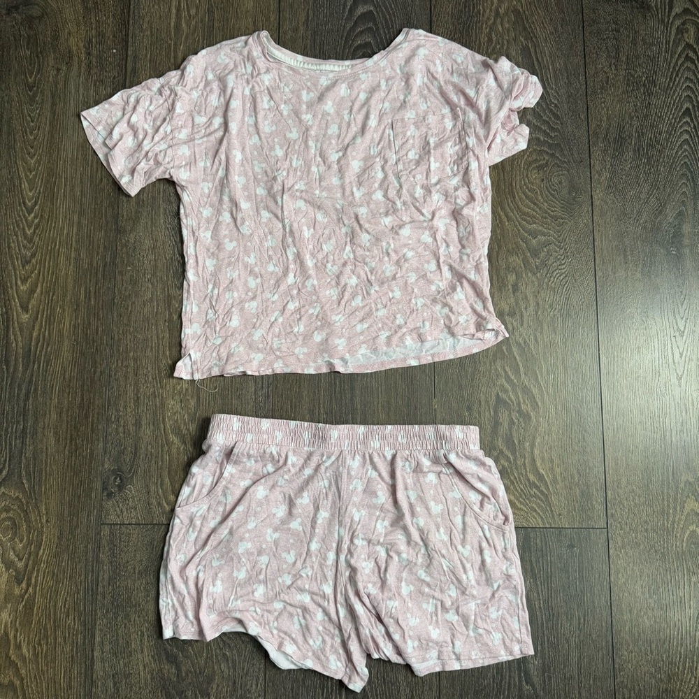 Pink Patterned Mickey Mouse Disney Pajama Set